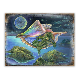 Sea View Fantasy Wooden Wall Art by Josephine Wall - Fantasy Decor - 852136-JW