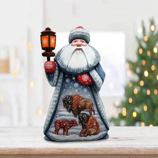 Bison's Family Santa Hand-Painted WOODCARVED Masterpiece by G. DeBrekht - Wildlife Holiday Decor - 2821483-2 *** PRE-ORDER - Handmade Just for You! ***