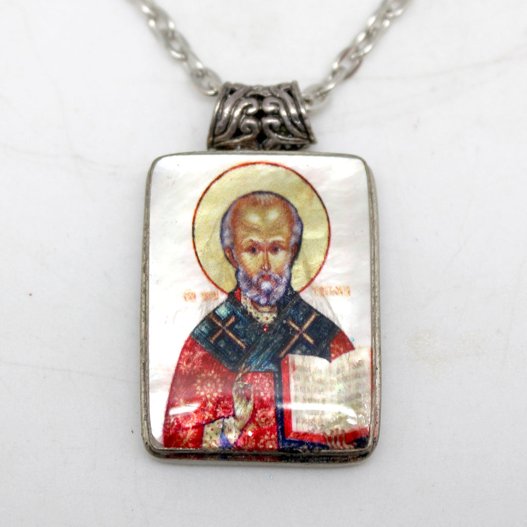 One-of-a-Kind Mother of Pearl Lacquered Miniature Jewelry Pendant 0.75 x 1.5