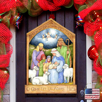 Holy Family Nativity Door Decor by Susan Winget - Nativity Holiday Decor - 8471112H-SW