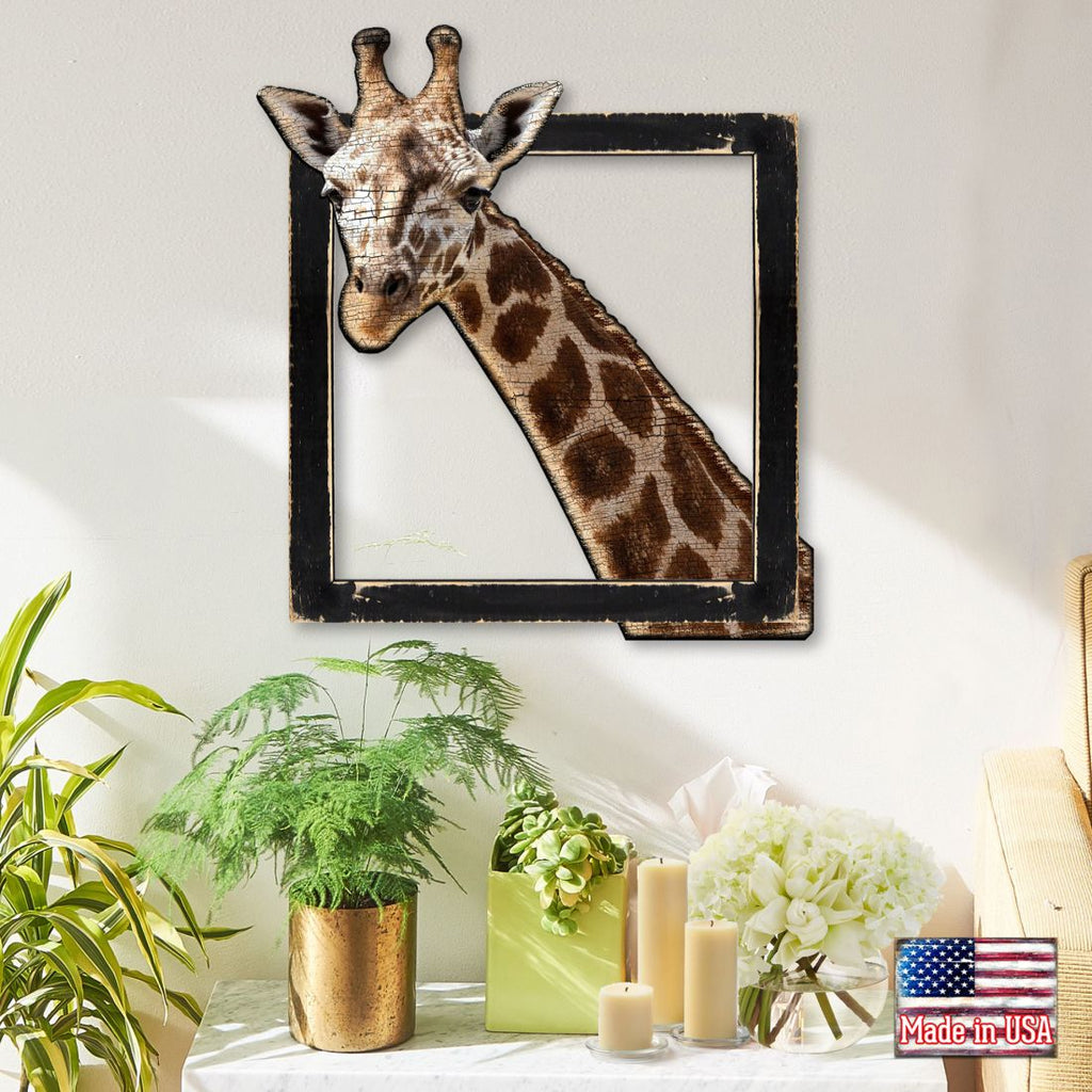 Giraffe Rustic Wooden Wall Decor by G. DeBrekht - Nature Wildlife Decor - G982312S