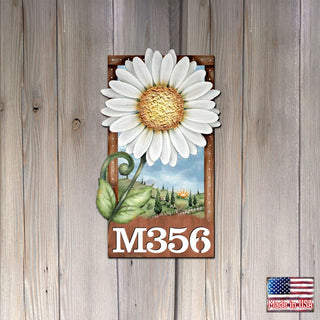 Daisy Wooden Custom House Number Sign by Jamie Mills-Price - Easter Spring Decor - Handcrafted Wooden Handcrafted Wooden Address Sign - MA8457704-MPP