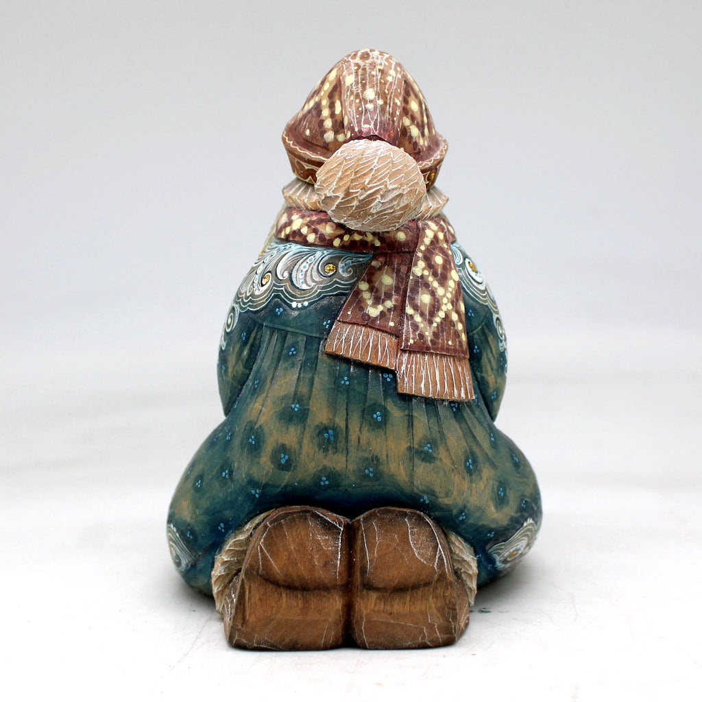 One-of-a-Kind - Forest Gifts Santa WOODCARVED Figurine 5.5x4x5 by G.DeBrekht - Unique Handcarved and Hand-Painted Collectible
