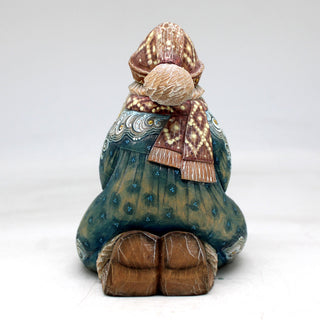 One-of-a-Kind - Forest Gifts Santa WOODCARVED Figurine 5.5x4x5 by G.DeBrekht - Unique Handcarved and Hand-Painted Collectible