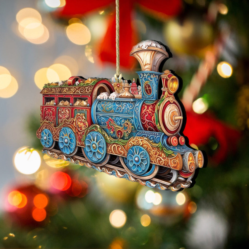 Christmas Train Wooden Ornaments by G. Debrekht - Christmas Decor - 8100198-3