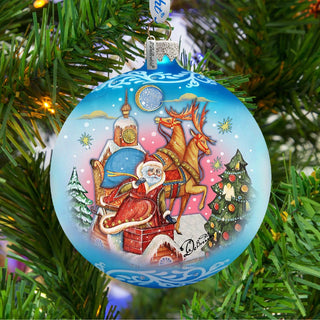 Special Delivery Glass Ornament by G. DeBrekht - Christmas Santa Snowman Decor - 73361