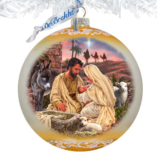 A Miracle Is Born in Gold Lg Glass Ornament by D. Gelsinger - Nativity Holiday Decor - 73952G