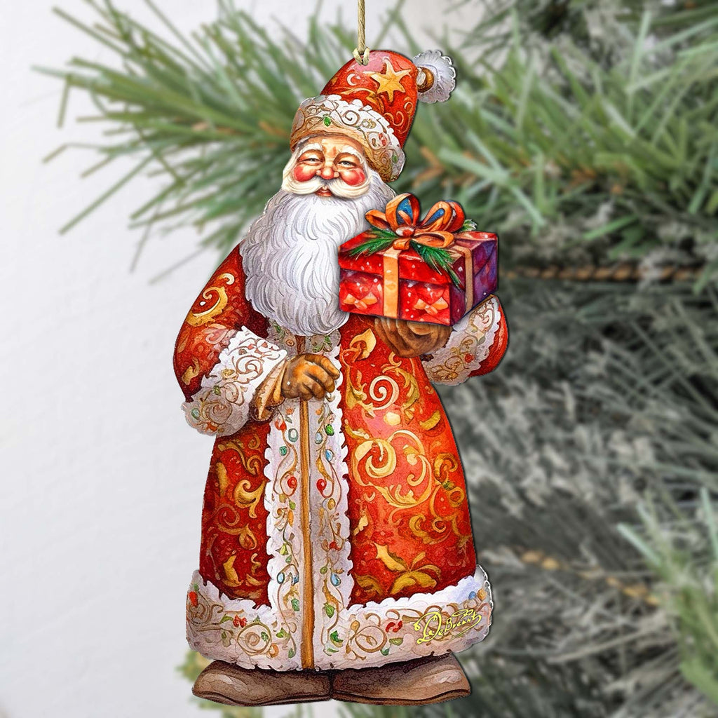 St. Nick's Gift Wooden Ornaments by G. Debrekht - Christmas Santa Snowman Decor - 8691410