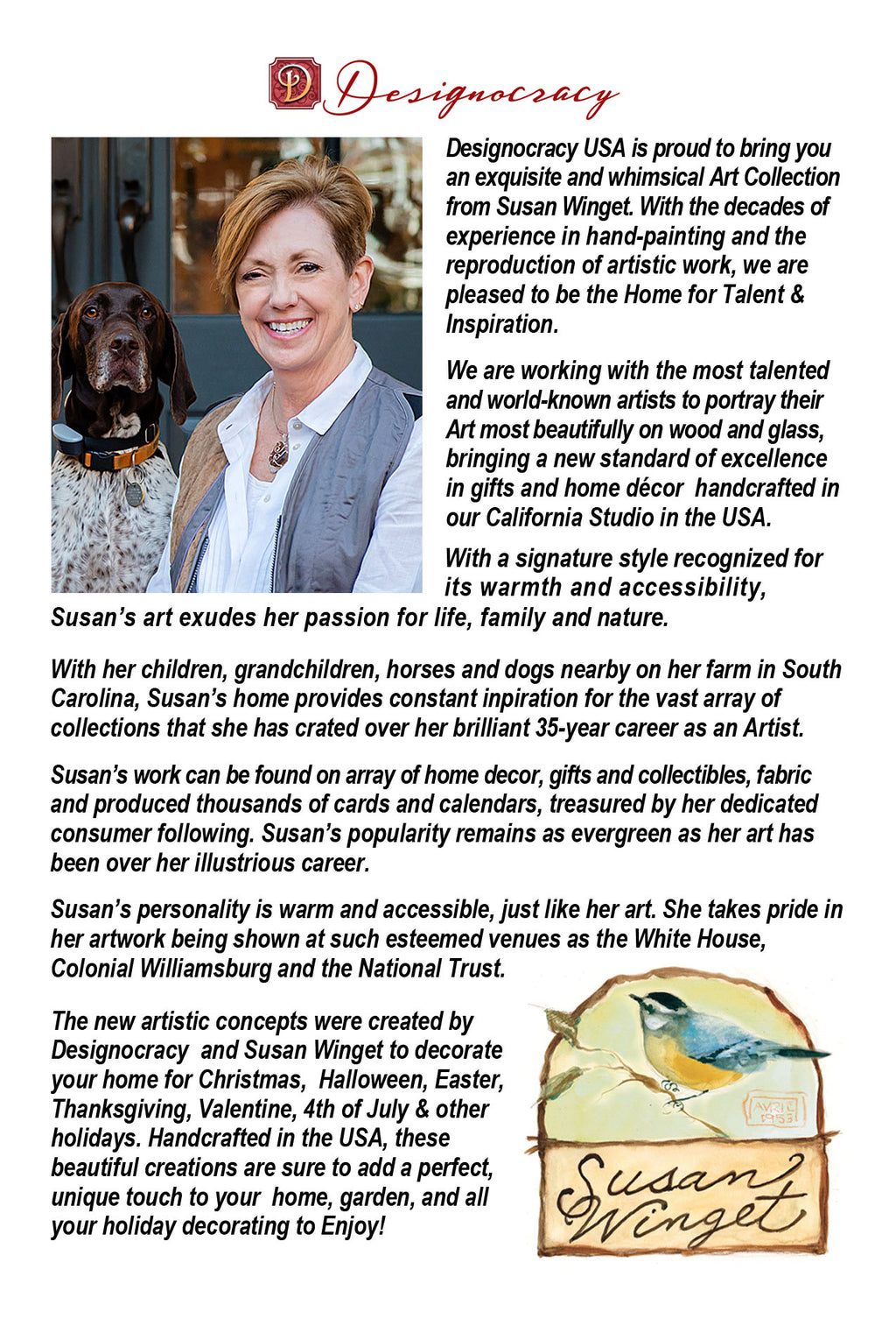 a brochure with a picture of a woman and a dog