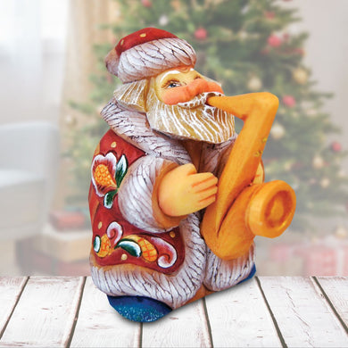 Mini Jazzman Santa Handcrafted Christmas Figurine - G. DeBrekht - Christmas Santa Snowman Decor - 517637