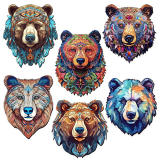 Mystical Bears Clip-On Eco Wood Decorative Ornaments Set of 6 by G. Debrekht - Wildlife Decor - 8090120C-S6