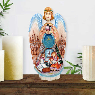 The Beloved Son's Crib Angel Hand-Painted WOODCARVED Figurine by G. DeBrekht - Nativity Holiday Decor - 250052-1