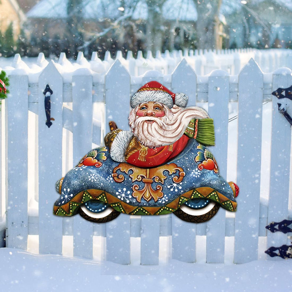 Santa In the Car Christmas Door Decor by G. DeBrekht - Christmas Santa Snowman Decor - 8112045H