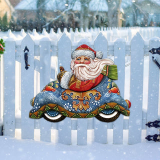 Santa In the Car Christmas Door Decor by G. DeBrekht - Christmas Santa Snowman Decor - 8112045H