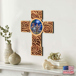 Three Kings Modern Wooden Cross by D. Gelsinger - Inspirational Icon Decor - 88286-DG