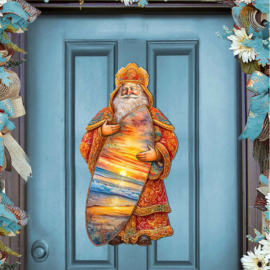 Santa's Tropical Surf Ride Holiday Door Decor by G. Debrekht - Christmas Santa Snowman Decor - 8691413H
