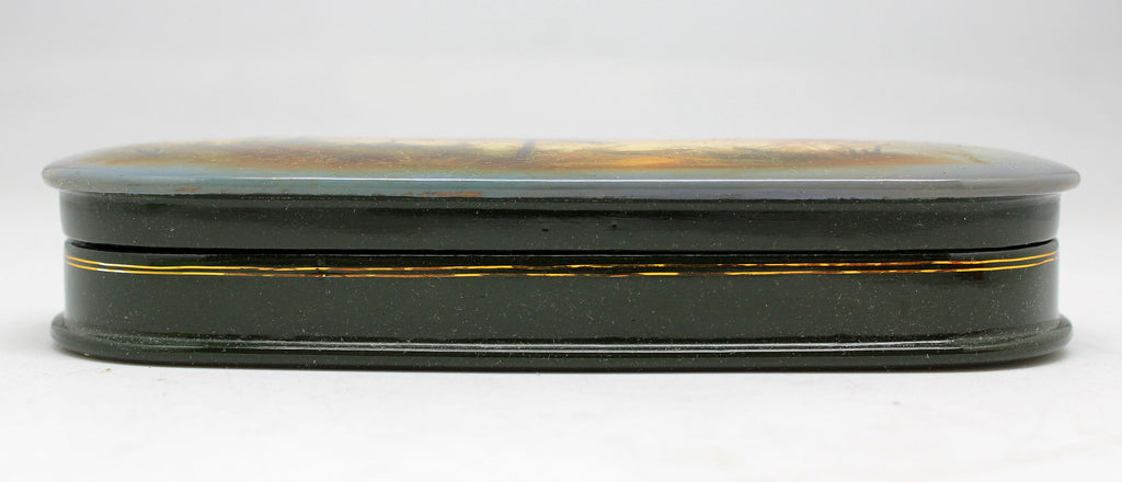 Handpainted One-of-a-Kind Papier Mache Lacquered Miniature Box 5.75 x 2 x 1