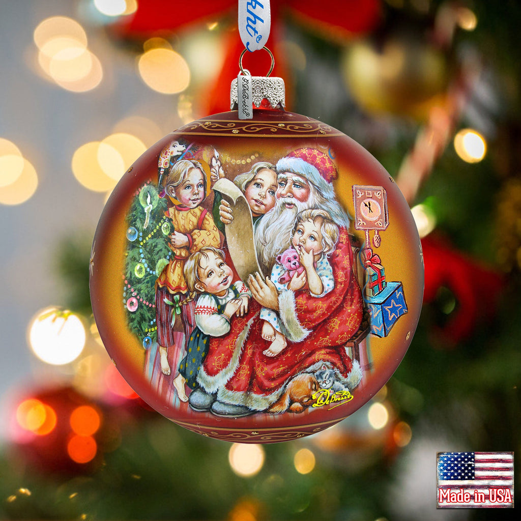 Santa Christmas List Glass Ornament by G. DeBrekht - 73370