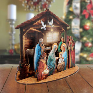 Nativity Scene Decorative Village Eco Wood Set by G. Debrekht Nativity Holiday Decor - 852763