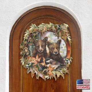 Simple Joys Black Bear Cubs with Bees Wall Art by J. Bergsma - Wildlife Holiday Decor - 8591850W-JB