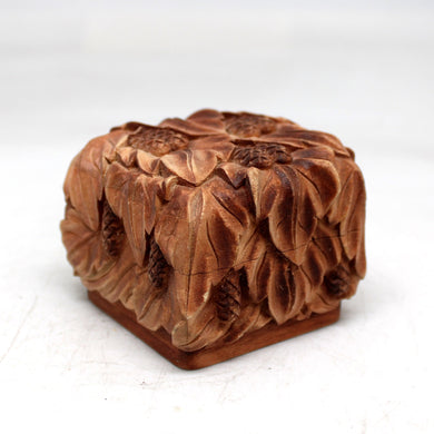 One-of-a-Kind Cones WOODCARVED Jewelry BOX 2.5x2.5x2