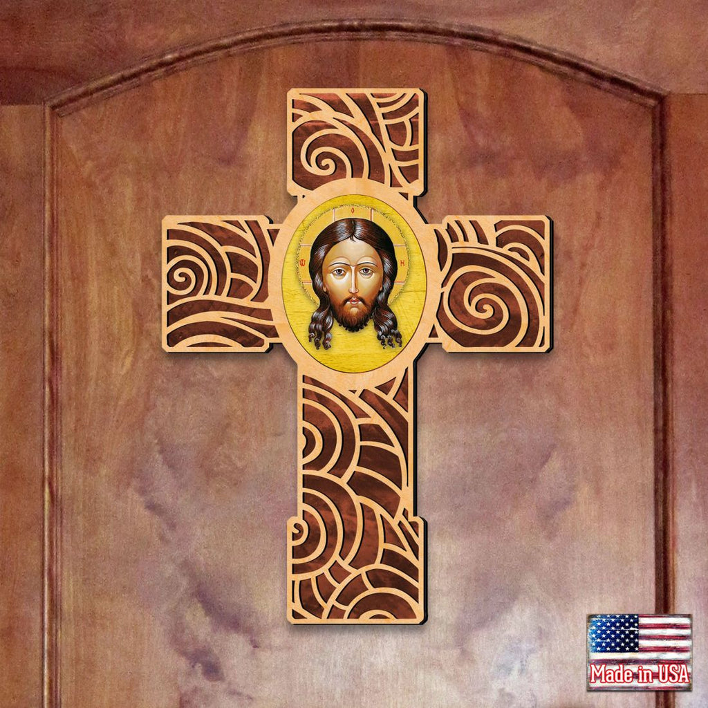 Holy Face Modern Wooden Cross by Museum Icons - Inspirational Icon Decor - 88218