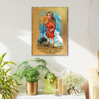 Shepherd Wooden Gold Plated Religious Christian Sacred Icon - Inspirational Icon Decor - 85045
