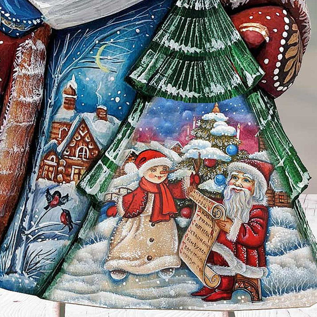 Making a List Checking It Twice Santa Hand-Painted WOODCARVED Masterpiece by G. DeBrekht - Christmas Santa Snowman Decor - 8205012