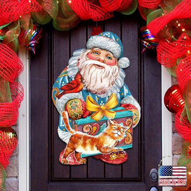 Kitty Santa Christmas Door Decor by G. DeBrekht - Christmas Santa Snowman Decor - 8119175H