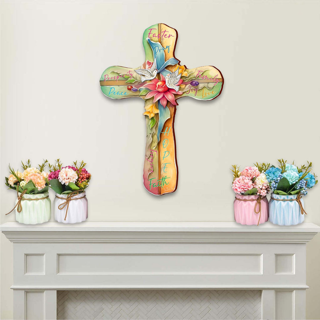 Easter Cross with Doves Holiday Door Decor by G. Debrekht - Easter Spring Decor - 8688167H