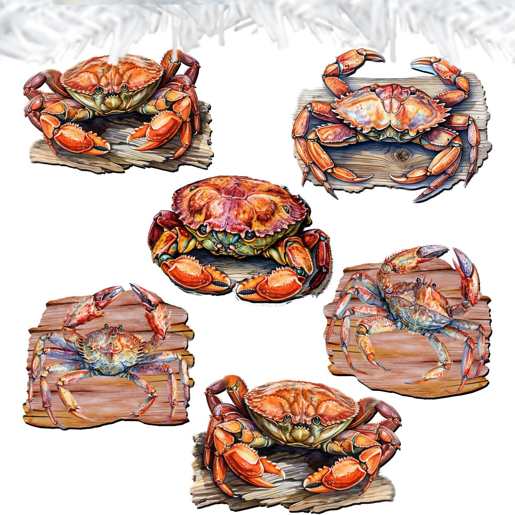 Crabs of the Wild Clip-On Eco Wood Decorative Ornaments Set of 6 by G. Debrekht - Wildlife Decor - 8090121C-S6