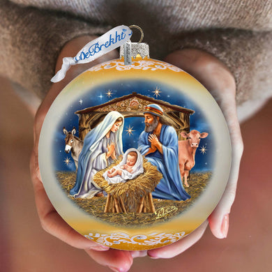 From Stable to Savior Lg Glass Ornament by G.Debrekht - Nativity Holiday Decor - 73956G