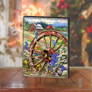 The Wagon Wheel Wooden Wall Art by D. Gelsinger - Family Love Decor - 95682B-DG