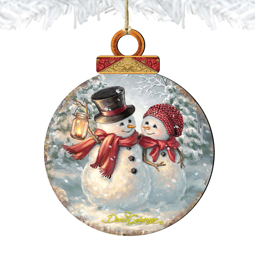 Snow Much in Love Couple Wooden Ornaments by Gelsinger - Christmas Santa Snowman Decor - 8021018-1708
