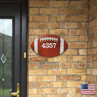 Football Wooden Custom House Number Sign - Love Family Kids Decor - Handcrafted Wooden Handcrafted Wooden Address Sign - MA989802