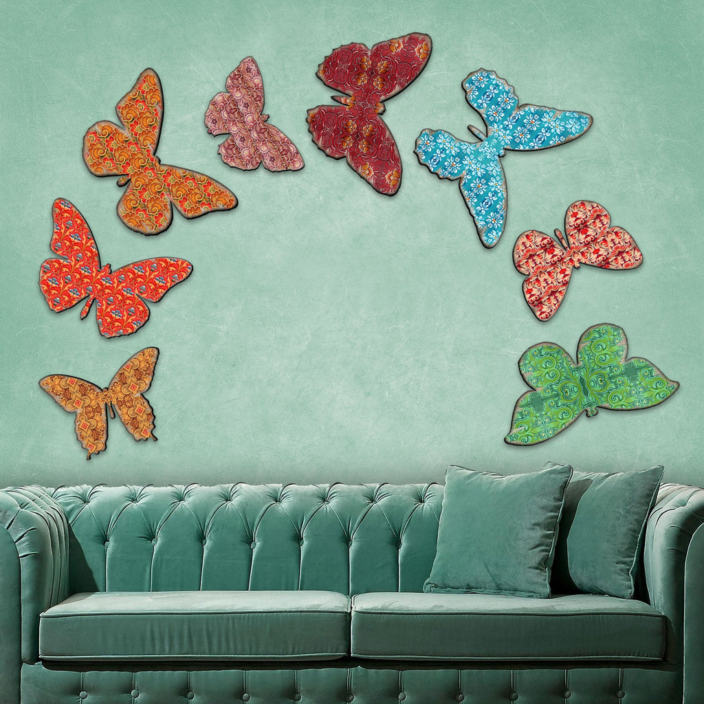 8-Piece Wooden Wall Decor Butterflies by G. Debrekht - Designocracy - G98719S8