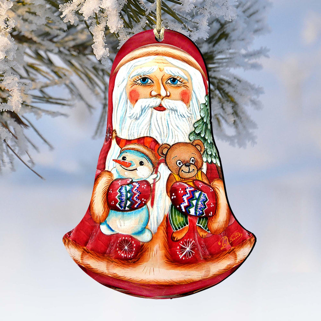 Santa Roly-poly Doll Wooden Ornaments by G. DeBrekht - Christmas Santa Snowman Decor - 8115012