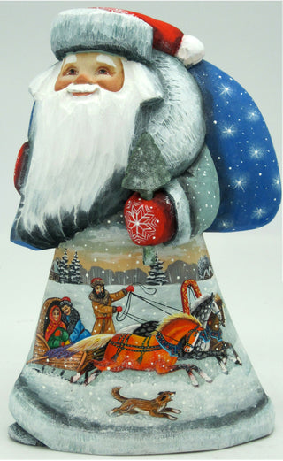 On the Go Sleigh Ride Santa Hand-Painted WOODCARVED Masterpiece by G. DeBrekht - Christmas Decor - 821463-2