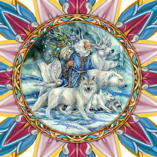 Cool Winds Father Winter Animals Tree Topper Wooden Decor by J. Bergsma - Santa Snowman Decor - 89521-JB