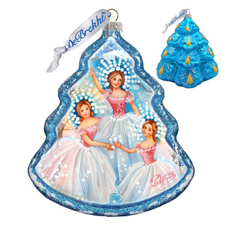 Snowflakes Tree Glass Ornament by G. DeBrekht - Christmas Santa Snowman Decor - 762-027