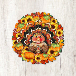 Turkey Holiday Door Wreath - Thanksgiving Halloween Decor by Jamie Mills-Price - 8185305-3H-MP
