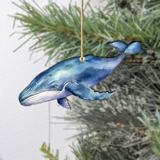 Blue Humpback Whale Wooden Ornaments by G.Debrekht - Wildlife Holiday Decor - 8710103-1