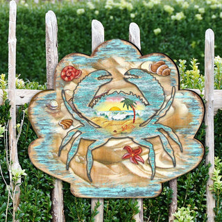 Seashell Crab Coastal Outdoor Decor Large Ornament by G. DeBrekht - Coastal Holiday Decor - 8198549-2M
