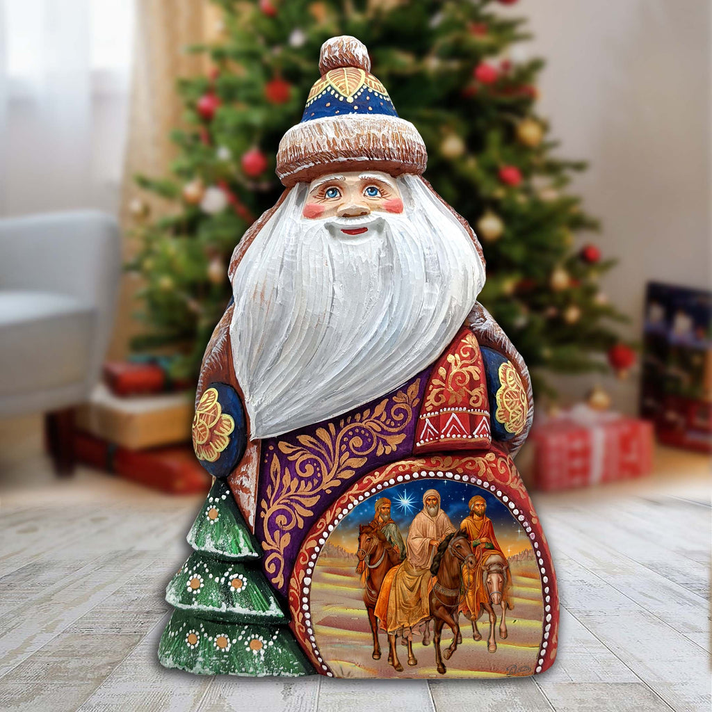 Three Kings Journey Santa Hand-Painted WOODCARVED Masterpiece Figurine by G. DeBrekht - Nativity Holiday Decor - 8206022