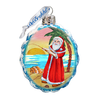 Flower Santa Mercury Glass Ornament by G. DeBrekht - Coastal Holiday Decor - 777361
