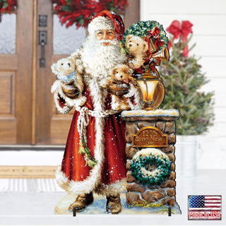 Silent Night Santa Christmas Outdoor Yard Sign by D. Gelsinger - Christmas Santa Snowman Decor - 8461013F-1315
