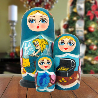 Mermaid SeaWorld Treasure Matreshka Nesting Hand-Painted Doll Set of 3 by G. DeBrekht - Coastal Holiday Decor - 14719