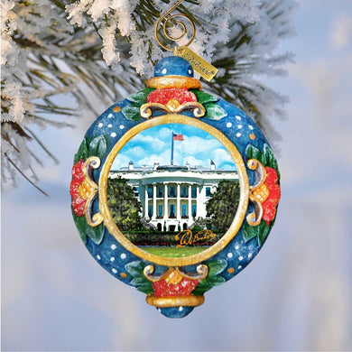 White House Sculpted Hand-Painted Christmas Ornament by G. DeBrekht - American Christmas Decor - 6103402