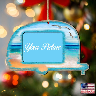 Camper Coastal Picture Frame Ornaments - Ornament for Photo - Coastal Holiday Decor - 8198431-3PF
