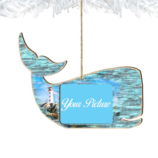 Whale Coastal Picture Frame Ornaments - Ornament for Photo - Coastal Holiday Decor - 81985162PF